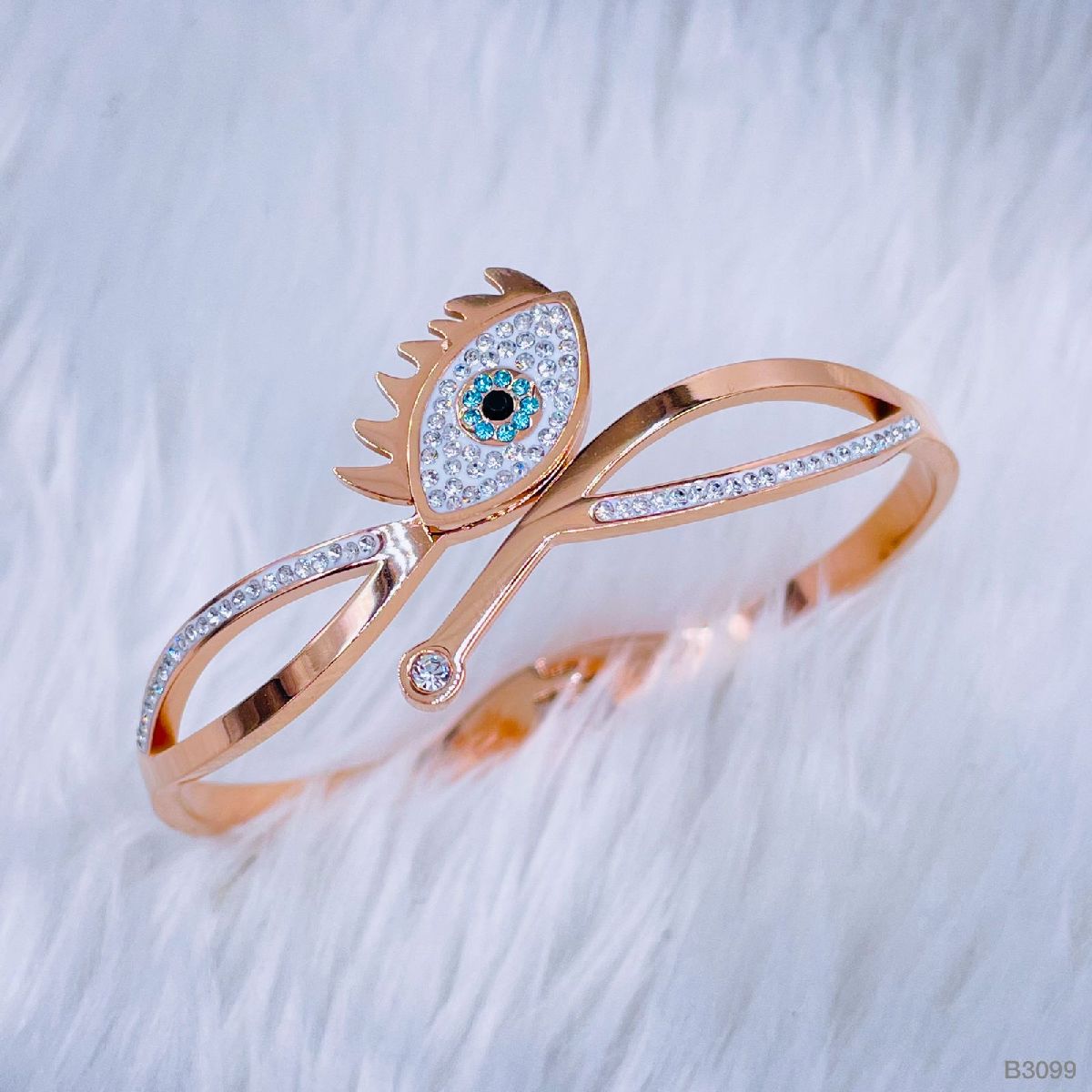 Cluster CZ 18K Rose Gold Stainless Steel Openable Kada Bulk Main image