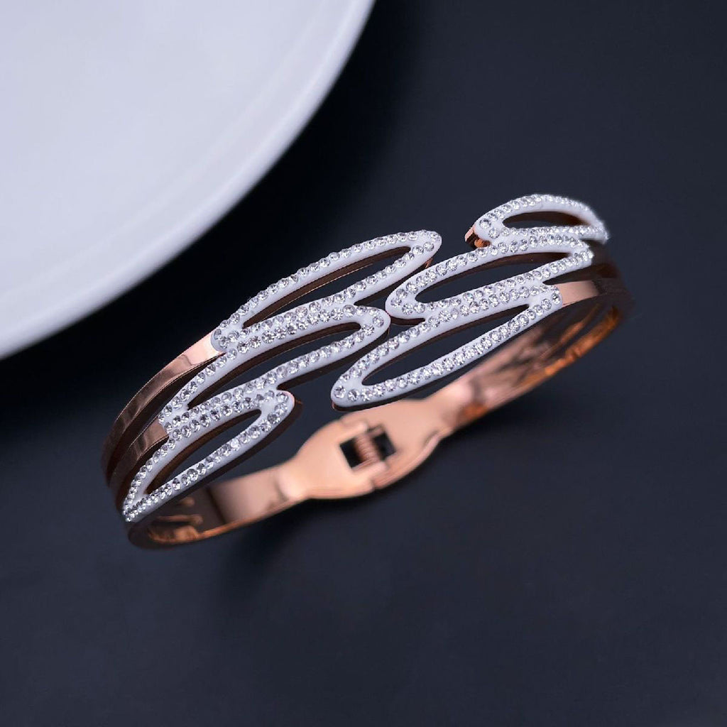 Cluster Cubic Zirconia 18K Gold Stainless Steel Openable Kada Bulk
