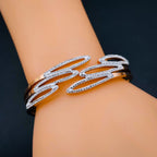 Cluster Cubic Zirconia 18K Gold Stainless Steel Openable Kada Bulk