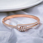 Triple Rings CZ 18K Rose Gold Stainless Steel Openable Kada Bulk