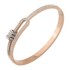 Triple Rings CZ 18K Rose Gold Stainless Steel Openable Kada Bulk