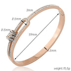 Triple Rings CZ 18K Rose Gold Stainless Steel Openable Kada Bulk