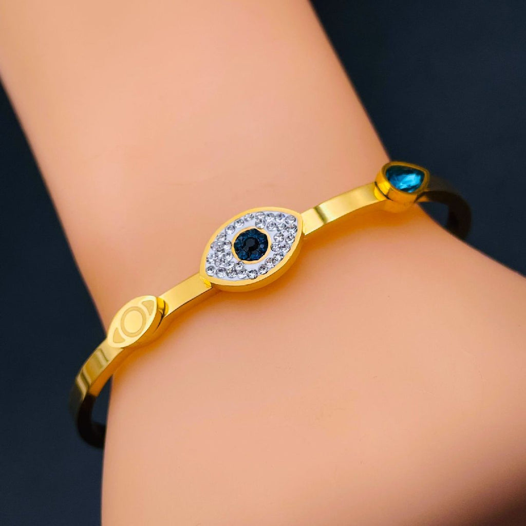 Evil Eye CZ 18K Rose Gold Stainless Steel Openable Kada Bulk