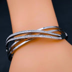 Waves Cubic Zirconia Silver Stainless Steel Openable Kada Women Bulk