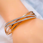 Waves Cubic Zirconia Silver Stainless Steel Openable Kada Women Bulk