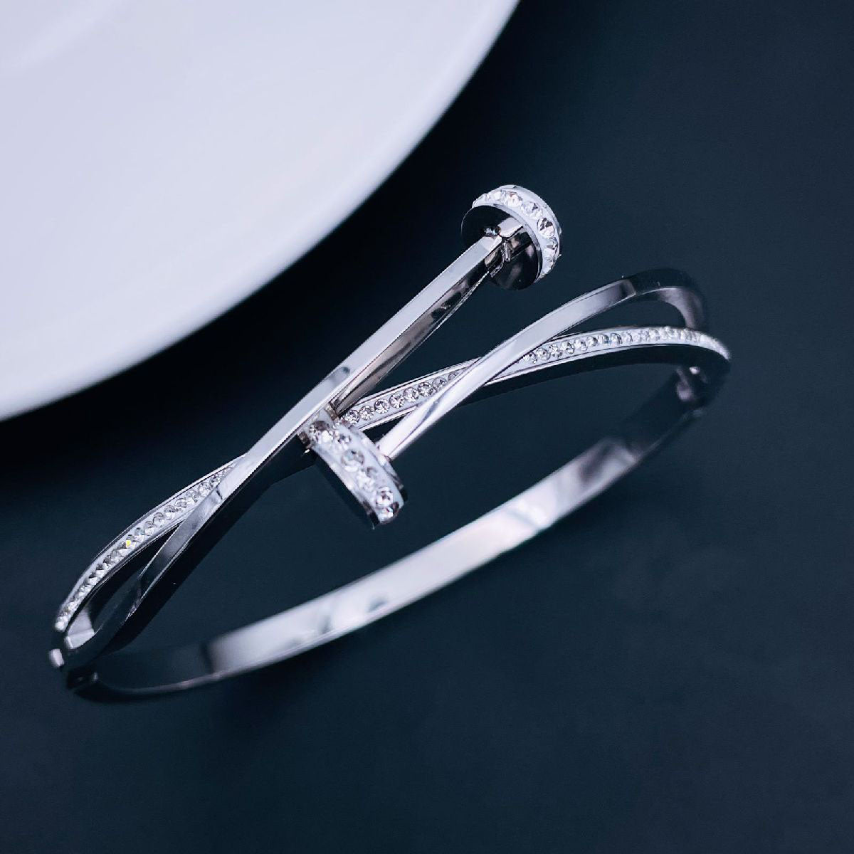 Screw Nail CZ 18K Rose Gold Stainless Steel Openable Kada Bulk Secondary image