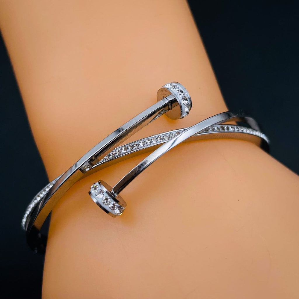 Screw Nail CZ 18K Rose Gold Stainless Steel Openable Kada Bulk