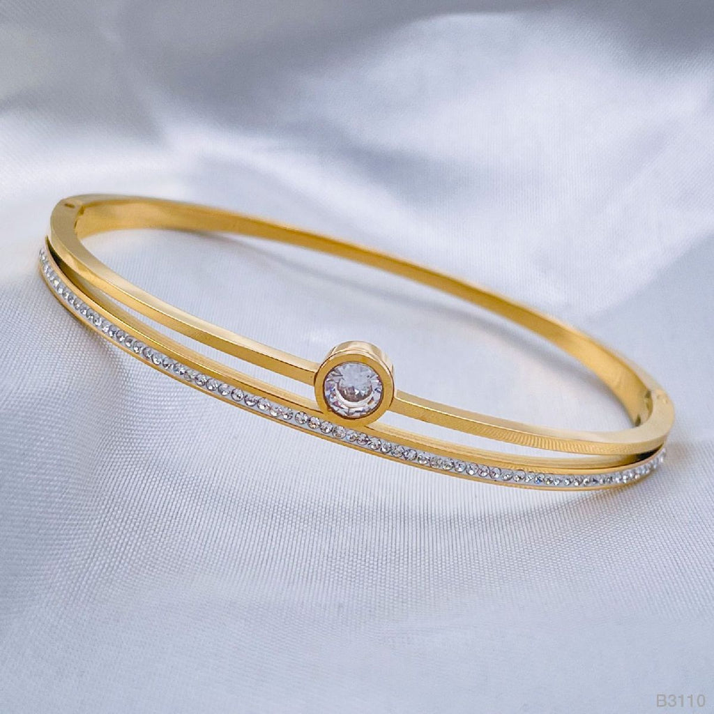 Solitaire Celestra CZ Silver Stainless Steel Openable Kada Bulk