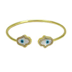 Hamsa Hand Of Fathima Evil Eye Mother Of Pearl Gold Cuff Bangle Bulk