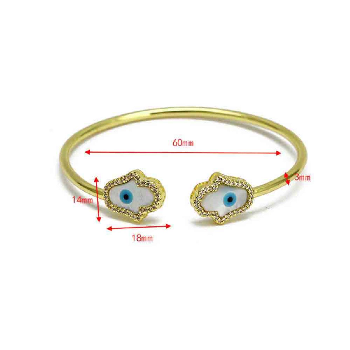 Hamsa Hand Of Fathima Evil Eye Mother Of Pearl Gold Cuff Bangle Bulk