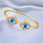 Hamsa Hand Of Fathima Evil Eye Mother Of Pearl Gold Cuff Bangle Bulk