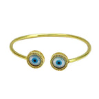 Round Evil Eye Mother Of Pearl 18K Gold Copper Cuff Bangle Bulk