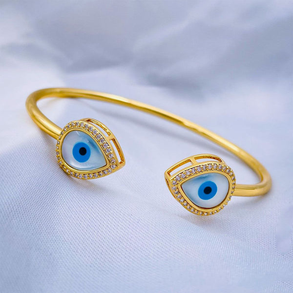 Pear Evil Eye Mother Of Pearl 18K Gold Copper Cuff Bangle Women Bulk Main image