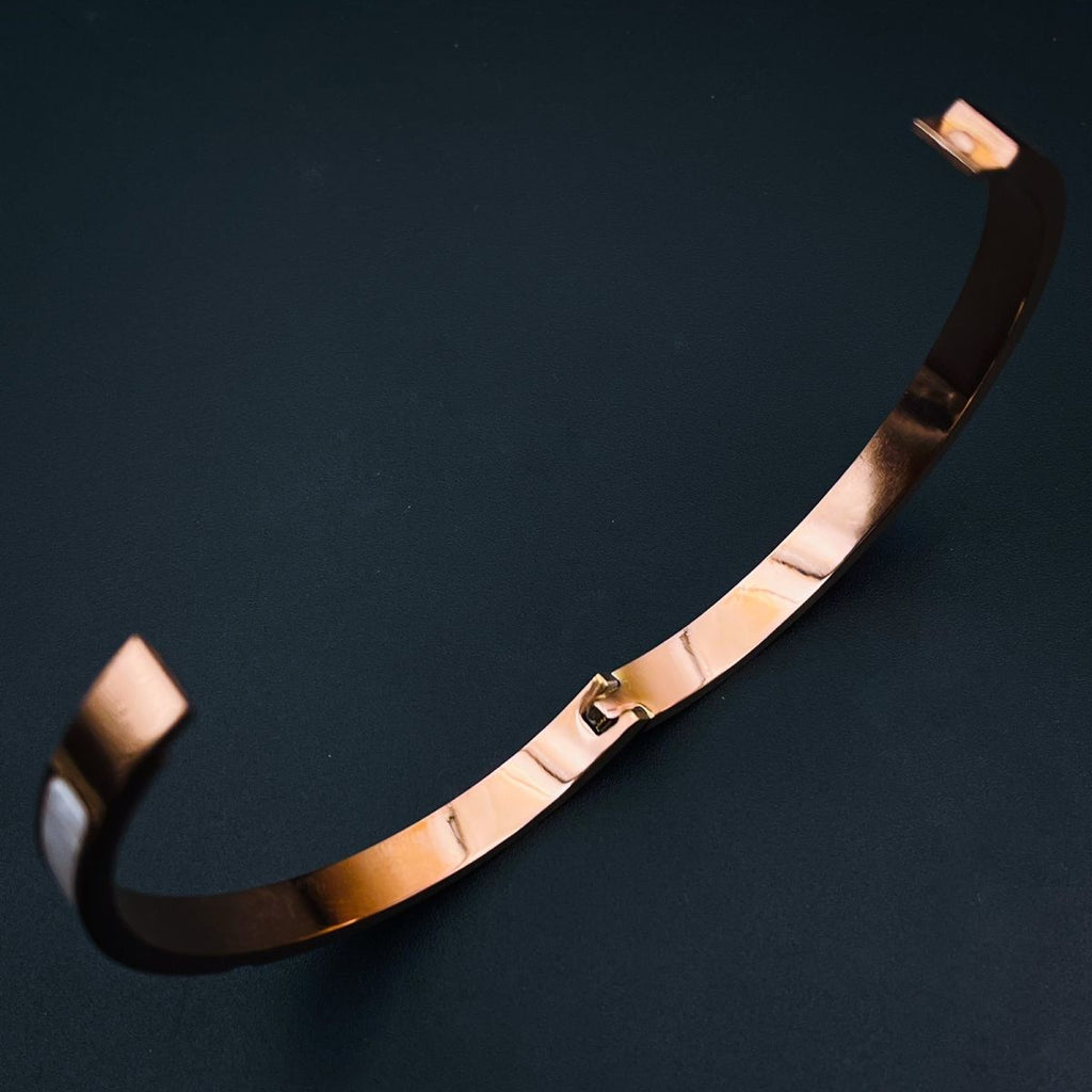 Mother Of Pearl CZ Rose Gold Stainless Steel Kada Bangle Bulk