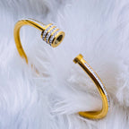 Studded Lock CZ 18K Gold Stainless Steel Openable Kada Bangle Bulk
