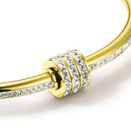 Studded Lock CZ 18K Gold Stainless Steel Openable Kada Bangle Bulk