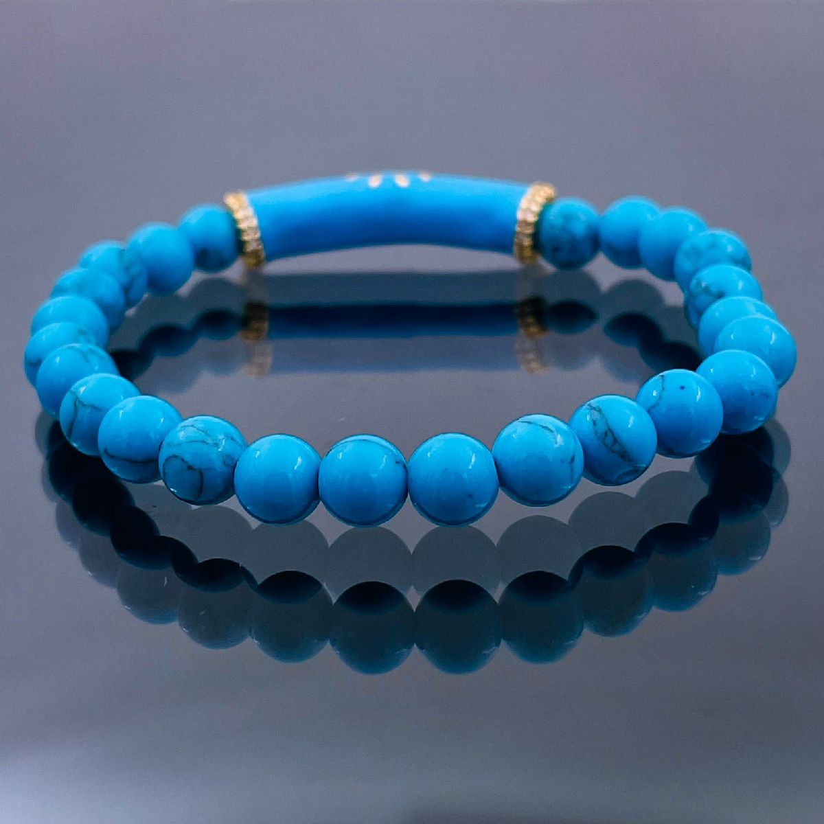 Evil Eye Natural Blue Turquoise Crystal Beads Enamel Bracelet Bulk