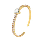 Heart Love Blue Cubic Zirconia 18K Gold Copper Bangle Cuff Women Bulk