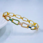 Rainbow Multi Colour Cubic Zirconia 18K Gold Copper Kada Bangle Bulk
