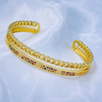 Rainbow Multi Colour Screw Dual Layer 18K Gold Copper Cuff Bangle Bulk