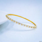 Slim Baguette Cubic Zirconia 18K Gold Copper Openable Kada Bangle Bulk