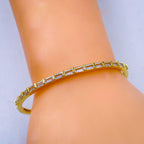 Slim Baguette Cubic Zirconia 18K Gold Copper Openable Kada Bangle Bulk