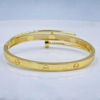 Double Layer Screw Nail CZ 18K Gold Copper Openable Kada Bangle Bulk