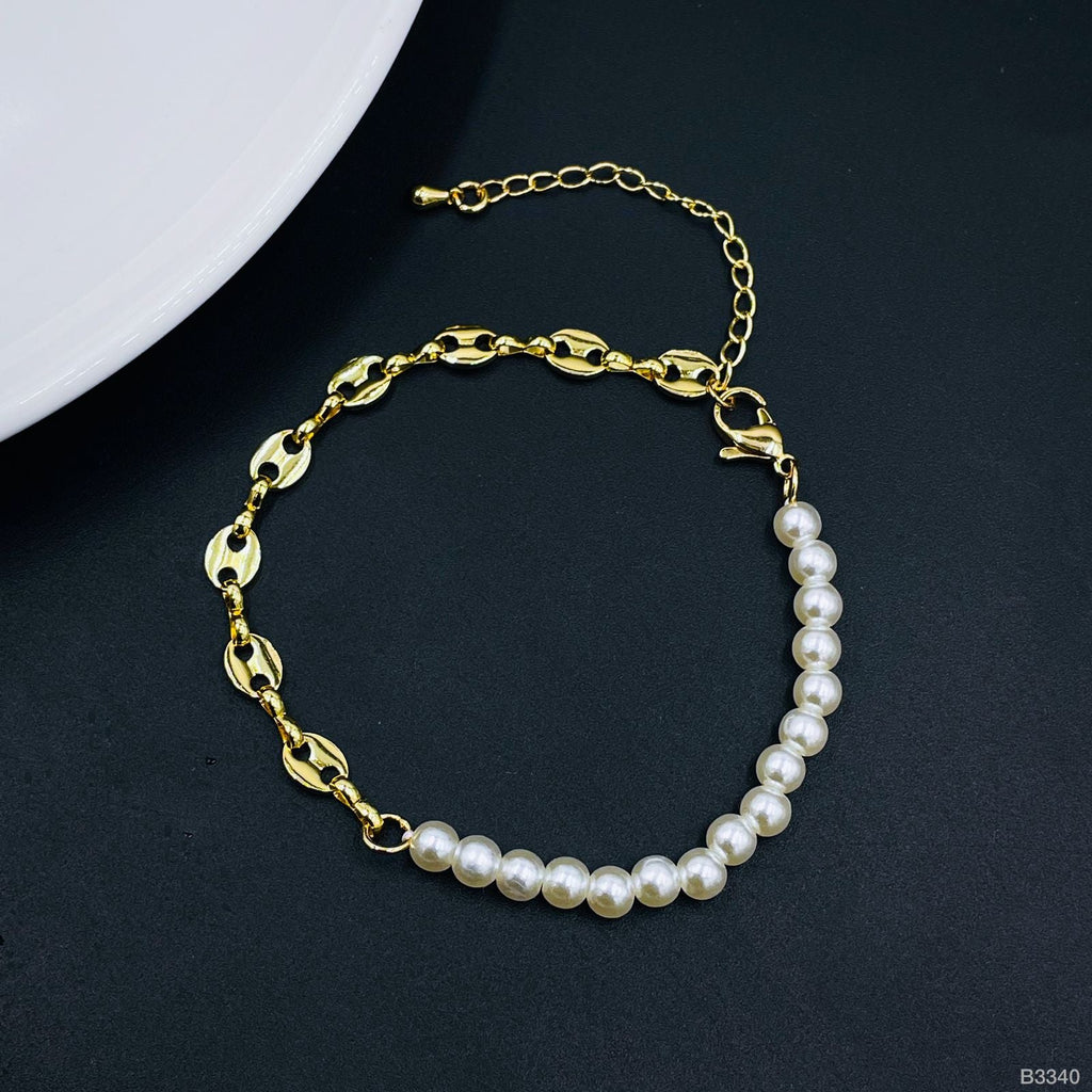 Dainty Pearl Copper 18K Gold Designer Chain Bracelet For Women Bulk