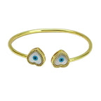 Heart Love Evil Eye Mother Of Pearl 18K Gold Copper Kada Bangle Bulk