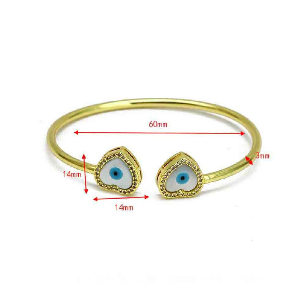 Heart Love Evil Eye Mother Of Pearl 18K Gold Copper Kada Bangle Bulk