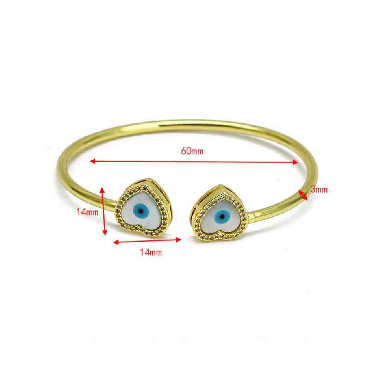 Heart Love Evil Eye Mother Of Pearl 18K Gold Copper Kada Bangle Bulk