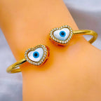 Heart Love Evil Eye Mother Of Pearl 18K Gold Copper Kada Bangle Bulk