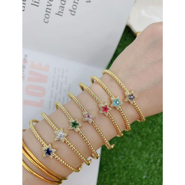 Purple Star Cubic Zirconia 18K Gold Cuff Kada Bracelet For Women Bulk Secondary image