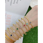 Purple Star Cubic Zirconia 18K Gold Cuff Kada Bracelet For Women Bulk