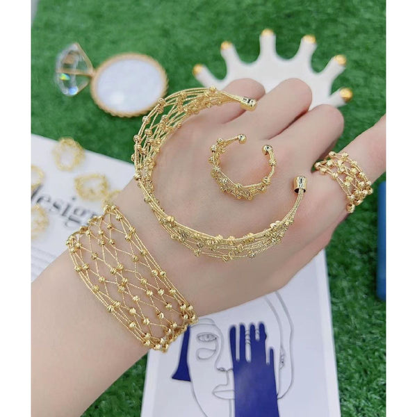 Delicate Mesh 18K Gold Anti Tarnish Cuff Kada Bracelet For Women Bulk Secondary image