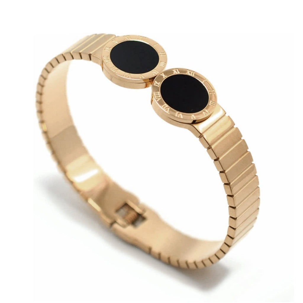 Roman Stainless Steel Black Gold Openable Bangle Kada For Women Bulk