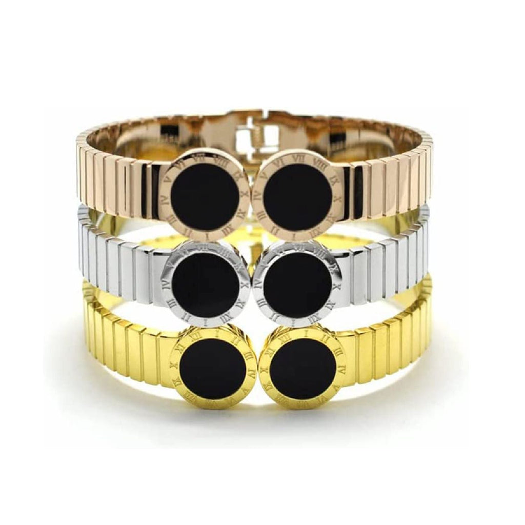 Roman Stainless Steel Black Gold Openable Bangle Kada For Women Bulk
