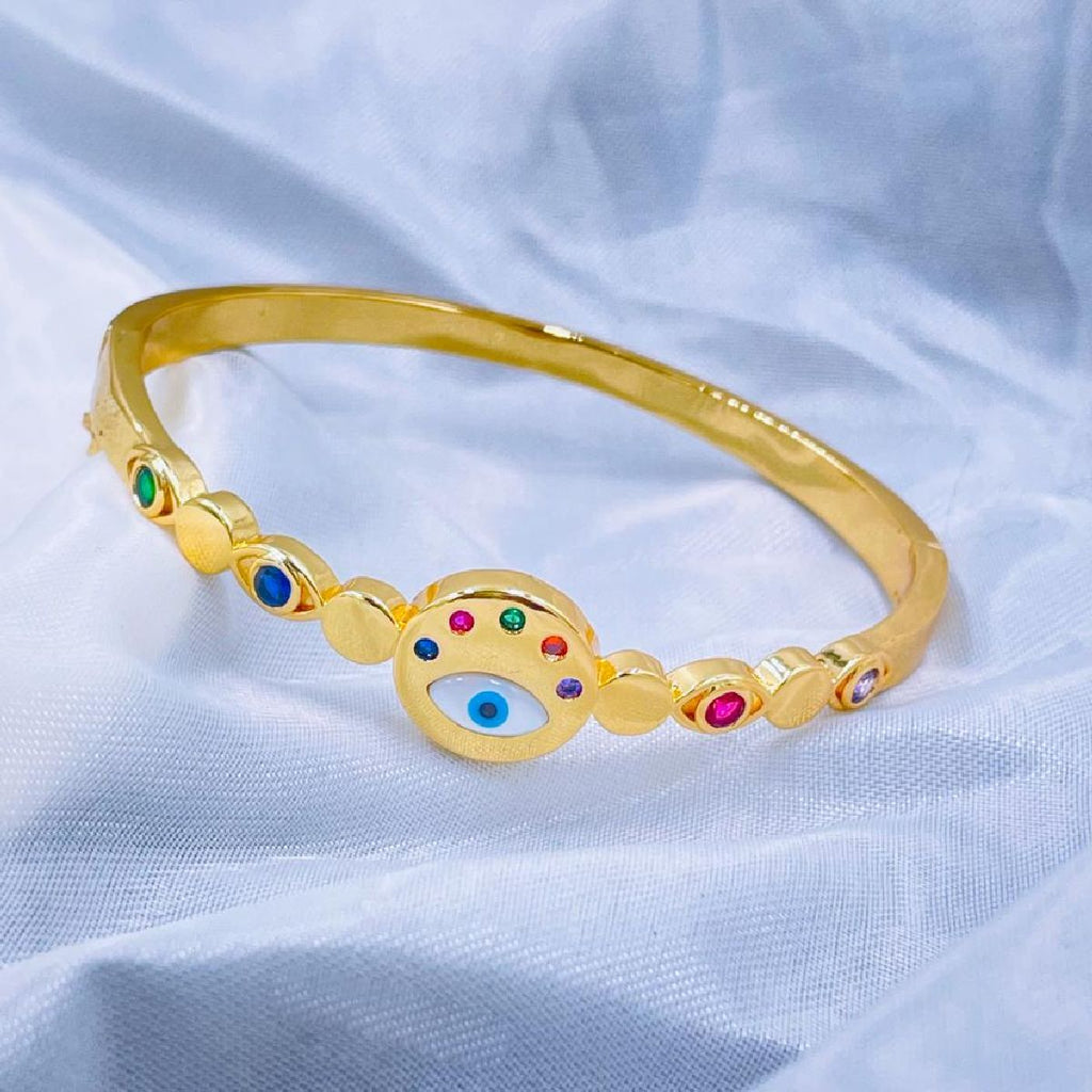 Evil Eye Mother Of Pearl Multi Color Glossy 18K Gold Cuff Kada Bulk