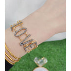 Love Valentine Black Cubic Zirconia 18K Gold Links Chain Bracelet Bulk