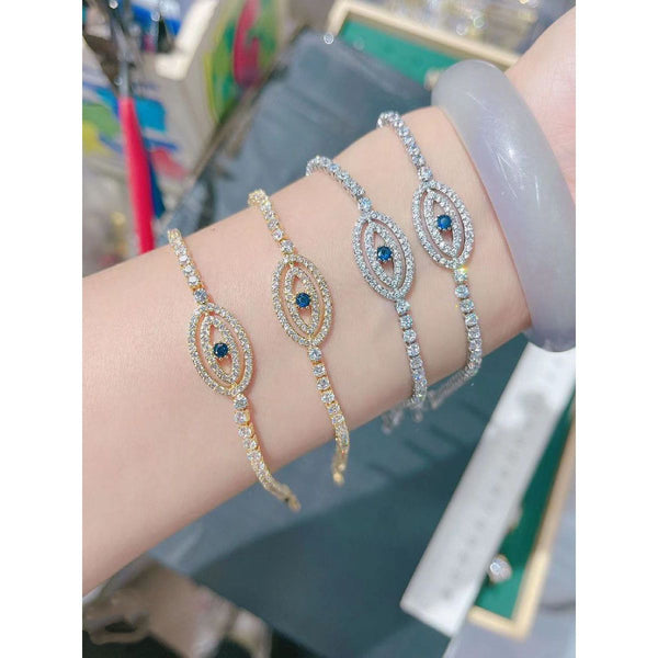 Oval Blue Evil Eye CZ Silver Plated Solitaire Bracelet Bulk Secondary image