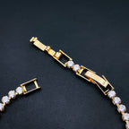 Pearl Baguette Cubic Zirconia 18K Gold Copper Solitaire Bracelet Bulk