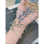 Blue Butterfly Cubic Zirconia Silver Plated Solitaire Bracelet Bulk