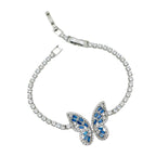 Blue Butterfly Cubic Zirconia Silver Plated Solitaire Bracelet Bulk