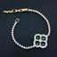 Emerald Green Clover Flower CZ 18K Gold Solitaire Bracelet Bulk