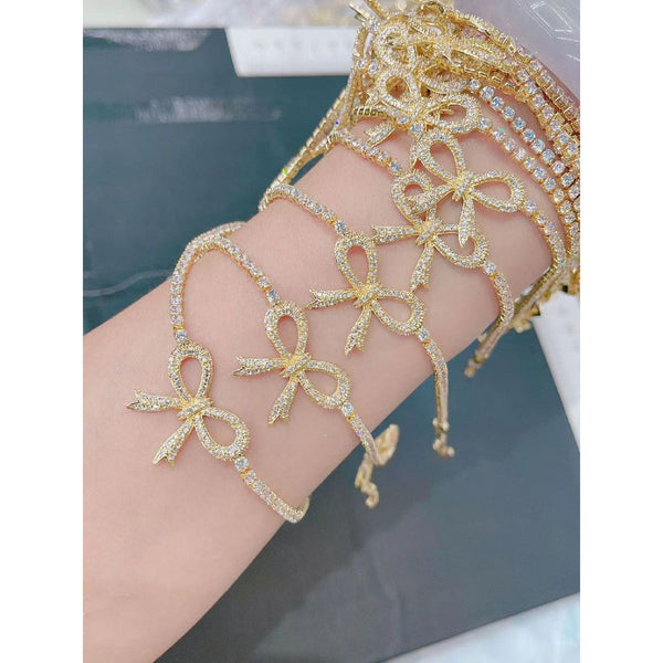 Ribbon Cubic Zirconia 18K Gold Solitaire Bracelet For Women Bulk Main image