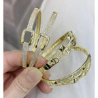 Dual Luxury CZ 18K Gold Anti Tarnish Openable Kada Bracelet Bulk