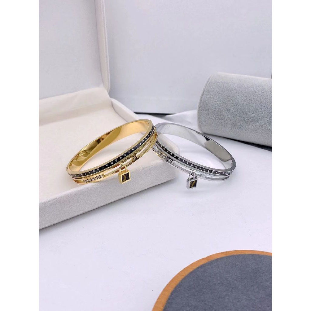 Lock Enamel Luxury 18K Gold Stainless Steel Kada Bracelet Women Bulk