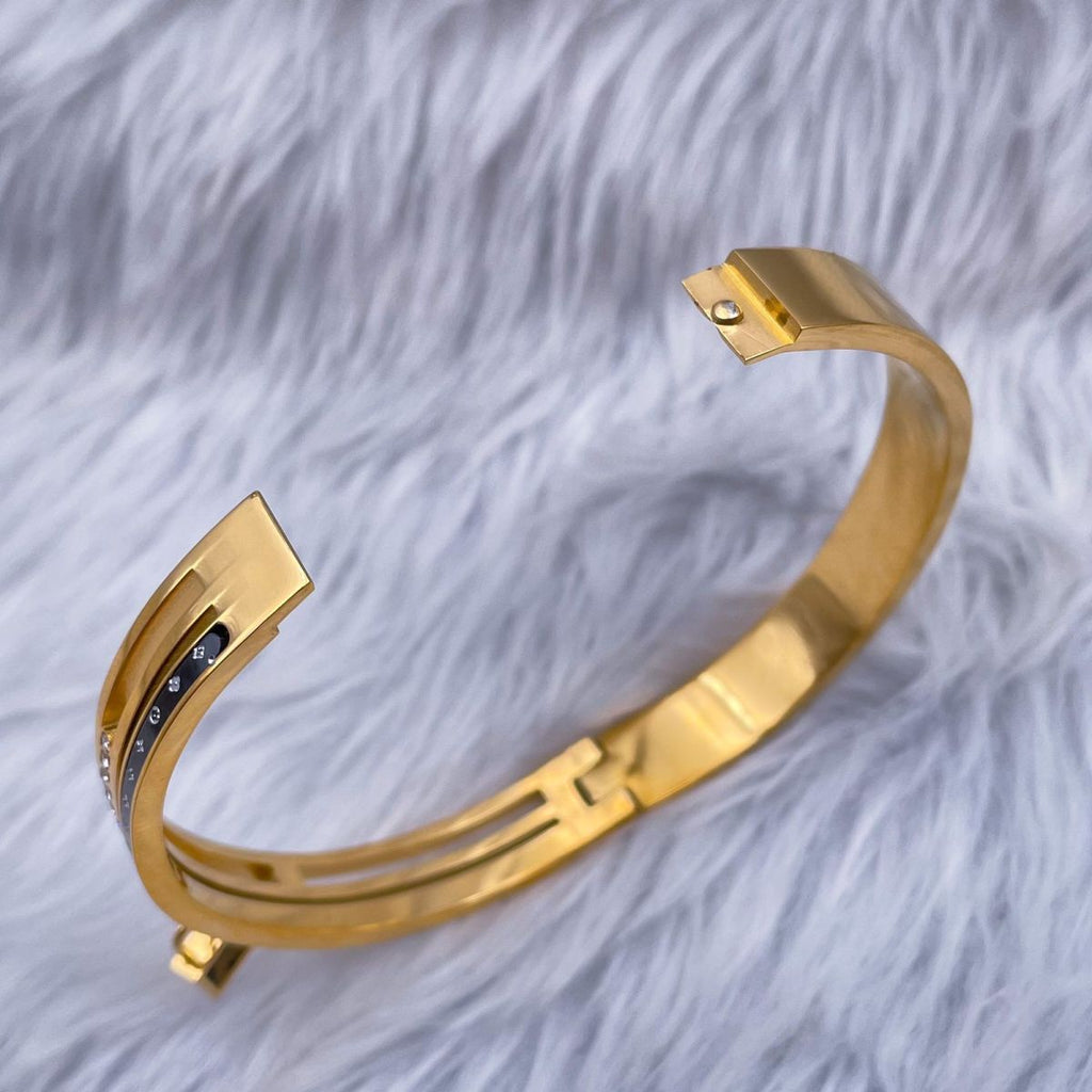 Lock Enamel Luxury 18K Gold Stainless Steel Kada Bracelet Women Bulk