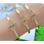 Evil Eye Hamsa Hand Of Fathima Gold Copper Openable Kada Bracelet Bulk