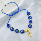 Evil Eye Hamsa Gold Copper Beads Adjustable Thread Bracelet Girls Bulk